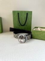 GUCCI GG Supreme interlocking double G buckle canvas belt Width: 3.8cm - Image 3