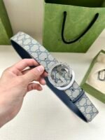 GUCCI GG Supreme interlocking double G buckle canvas belt Width: 3.8cm