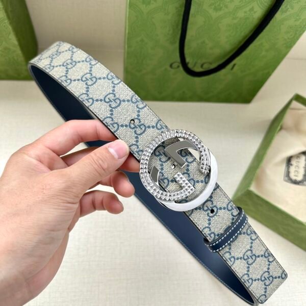 GUCCI GG Supreme interlocking double G buckle canvas belt Width: 3.8cm