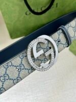 GUCCI GG Supreme interlocking double G buckle canvas belt Width: 3.8cm - Image 5