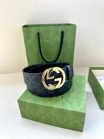 GUCCI GG Supreme interlocking double G buckle canvas belt Width: 3.8cm - Image 4