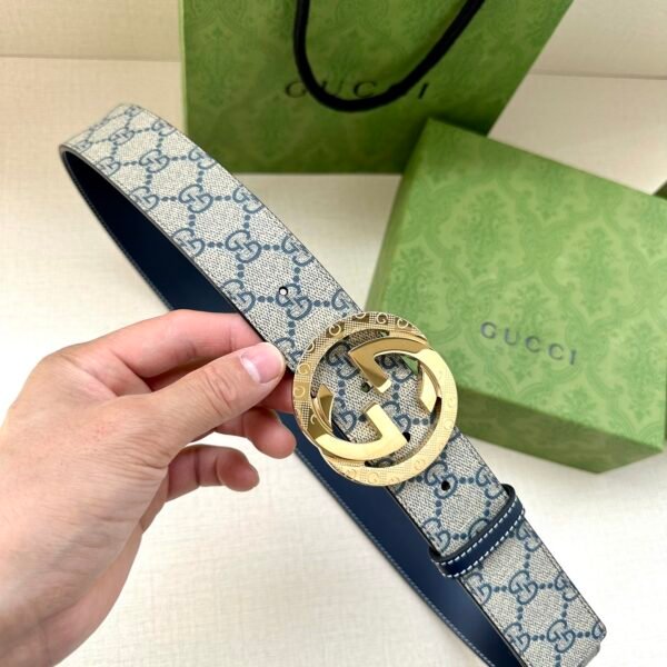 GUCCI GG Supreme interlocking double G buckle canvas belt Width: 3.8cm