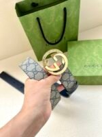 GUCCI GG Supreme interlocking double G buckle canvas belt Width: 3.8cm - Image 4
