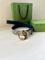 GUCCI GG Supreme interlocking double G buckle canvas belt Width: 3.8cm - Image 3