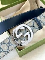 GUCCI GG Supreme interlocking double G buckle canvas belt Width: 3.8cm - Image 7