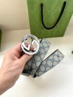 GUCCI GG Supreme interlocking double G buckle canvas belt Width: 3.8cm - Image 5