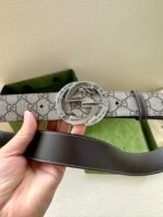 GUCCI GG Supreme interlocking double G buckle canvas belt Width: 3.8cm - Image 6