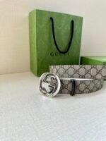 GUCCI GG Supreme interlocking double G buckle canvas belt Width: 3.8cm - Image 4