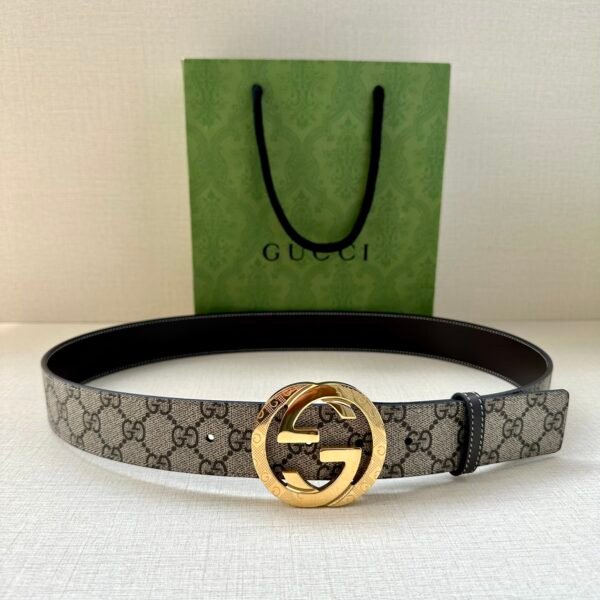 GUCCI GG Supreme interlocking double G buckle canvas belt Width: 3.8cm