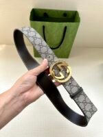 GUCCI GG Supreme interlocking double G buckle canvas belt Width: 3.8cm - Image 6