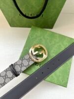 GUCCI GG Supreme interlocking double G buckle canvas belt Width: 3.8cm - Image 5