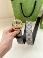 GUCCI GG Supreme interlocking double G buckle canvas belt Width: 3.8cm - Image 3