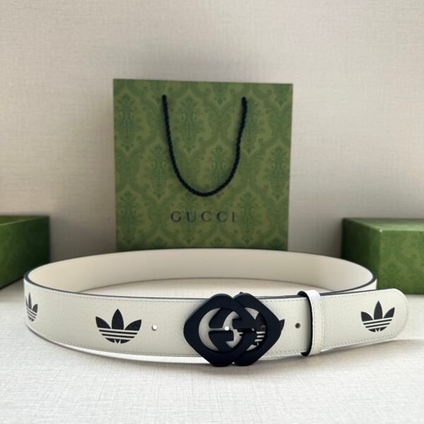 adidas x Gucci joint series leather belt Wide band: 4.0cm