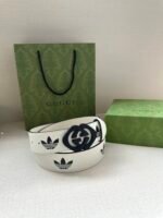 adidas x Gucci joint series leather belt Wide band: 4.0cm - Image 5