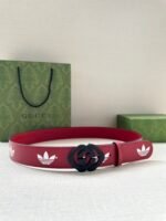 adidas x Gucci joint series leather belt Wide band: 4.0cm