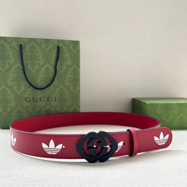 adidas x Gucci joint series leather belt Wide band: 4.0cm