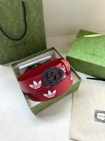 adidas x Gucci joint series leather belt Wide band: 4.0cm - Image 4