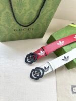 adidas x Gucci joint series leather belt Wide band: 4.0cm - Image 3