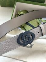 GUCCI printed embossed blue leather belt Width: 4.0cm - Image 6