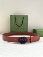 GUCCI printed embossed blue leather belt Width: 4.0cm
