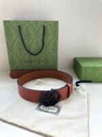 GUCCI printed embossed blue leather belt Width: 4.0cm - Image 7