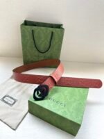 GUCCI printed embossed blue leather belt Width: 4.0cm - Image 6