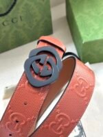 GUCCI printed embossed blue leather belt Width: 4.0cm - Image 4