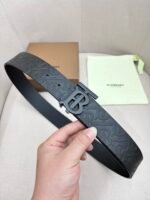 BURBERRY Men's Metal Buckle Top Layer Leather Double-Sided Belt Width: 4.0cm