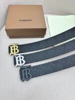 BURBERRY Men's Metal Buckle Top Layer Leather Double-Sided Belt Width: 4.0cm - Image 2
