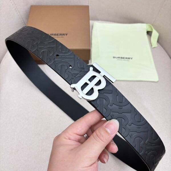 BURBERRY Men's Metal Buckle Top Layer Leather Double-Sided Belt Width: 4.0cm
