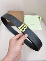 BURBERRY Men's Metal Buckle Top Layer Leather Double-Sided Belt Width: 4.0cm