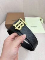 BURBERRY Men's Metal Buckle Top Layer Leather Double-Sided Belt Width: 4.0cm - Image 7