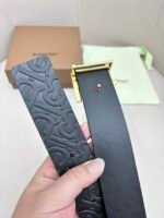 BURBERRY Men's Metal Buckle Top Layer Leather Double-Sided Belt Width: 4.0cm - Image 3