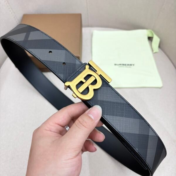 BURBERRY Men's Metal Buckle Top Layer Leather Double-Sided Belt Width: 4.0cm