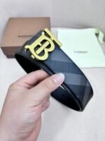 BURBERRY Men's Metal Buckle Top Layer Leather Double-Sided Belt Width: 4.0cm - Image 7