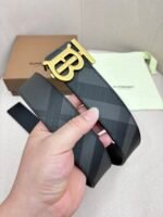 BURBERRY Men's Metal Buckle Top Layer Leather Double-Sided Belt Width: 4.0cm - Image 6