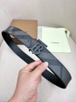 BURBERRY Men's Metal Buckle Top Layer Leather Double-Sided Belt Width: 4.0cm