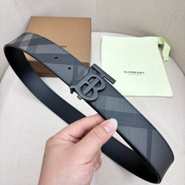 BURBERRY Men's Metal Buckle Top Layer Leather Double-Sided Belt Width: 4.0cm