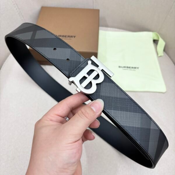 BURBERRY Men's Metal Buckle Top Layer Leather Double-Sided Belt Width: 4.0cm