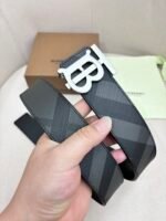 BURBERRY Men's Metal Buckle Top Layer Leather Double-Sided Belt Width: 4.0cm - Image 6