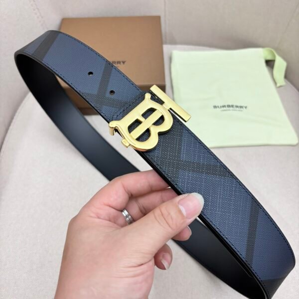BURBERRY Men's Metal Buckle Top Layer Leather Double-Sided Belt Width: 4.0cm