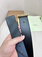 BURBERRY Men's Metal Buckle Top Layer Leather Double-Sided Belt Width: 4.0cm - Image 3