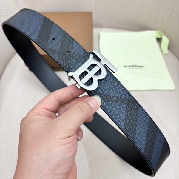 BURBERRY Men's Metal Buckle Top Layer Leather Double-Sided Belt Width: 4.0cm