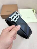 BURBERRY Men's Metal Buckle Top Layer Leather Double-Sided Belt Width: 4.0cm - Image 7