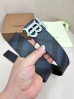 BURBERRY Men's Metal Buckle Top Layer Leather Double-Sided Belt Width: 4.0cm - Image 6