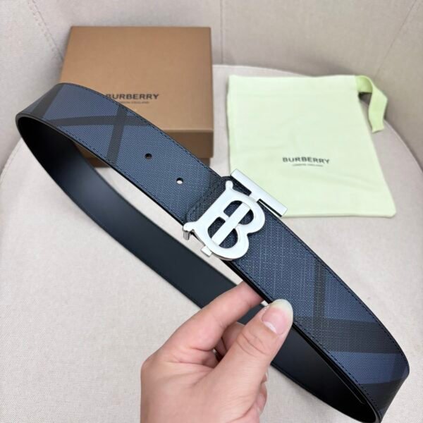 BURBERRY Men's Metal Buckle Top Layer Leather Double-Sided Belt Width: 4.0cm