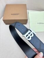 BURBERRY Men's Metal Buckle Top Layer Leather Double-Sided Belt Width: 4.0cm - Image 5