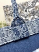 Dior book tote denim blue 【Large Size】shopping bag - Image 6