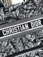 Dior Paris black leather with shoulder strap 【Medium】book tote shopping bag - Image 9