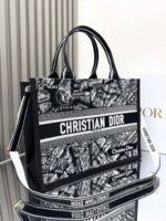 Dior Paris black leather with shoulder strap 【Medium】book tote shopping bag - Image 2